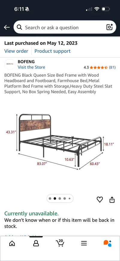 Queen Bedframe, View more