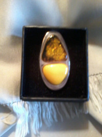 Lady's Combo Gold and Butter AMBER Cocktail RING