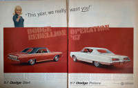 1967 Dodge Dart/Polara Large 2-Page Original Ad