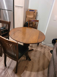 Hardwood dining table.