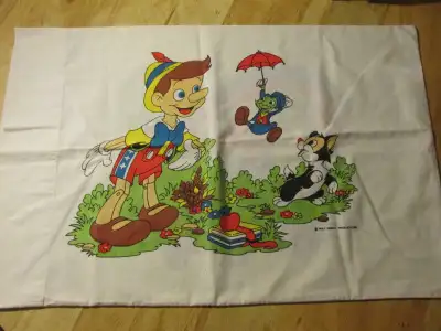 Walt Disney PINOCCHIO Pillow Case Vintage Bedding Rare 1970s 80s, View more