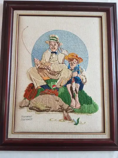 Framed Vintage Needlepoint, View more