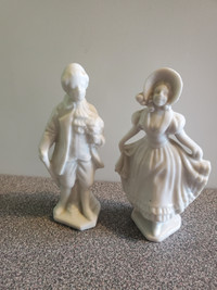 Vintage White Porcelain Victorian Courting Couple Figurines