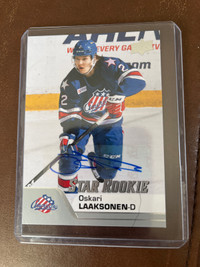 Signed Laaksonen Star Rookie 2020-21 AHL hockey card