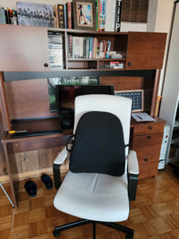 IKEA Desk, Leather Chair Office Desk with Pedestal and Hutch