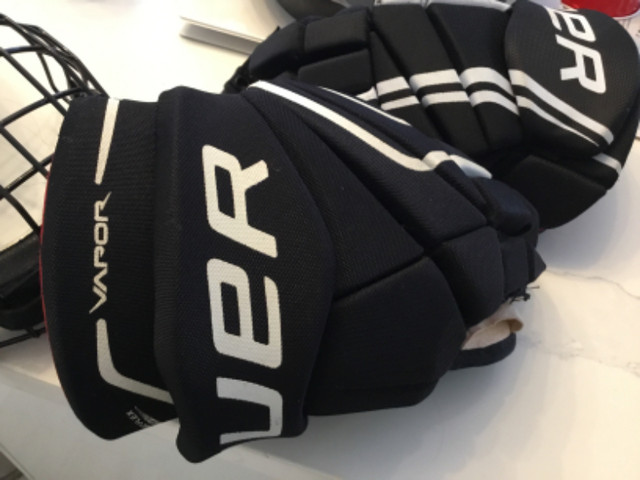 Bauer hockey helmet and hockey gloves for sale, $50, 7802032682 in Hockey in Edmonton