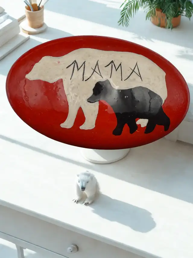 Hand painted mama and papa bear stones in Arts & Collectibles in Muskoka - Image 3