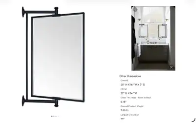 Two matte black wall swivel mirrors, View more