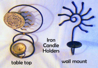 Iron Wire candle stick holders, black, welded, wall and table