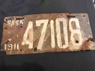 1911 Saskatchawan Licence Plate and / or Sign, View more
