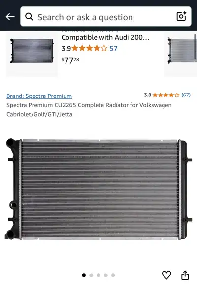 Spectra Premium CU2265 Complete Radiator for Volkswagen Cabriolet/Golf/GTI/Jetta/Audi TT. This Part...
