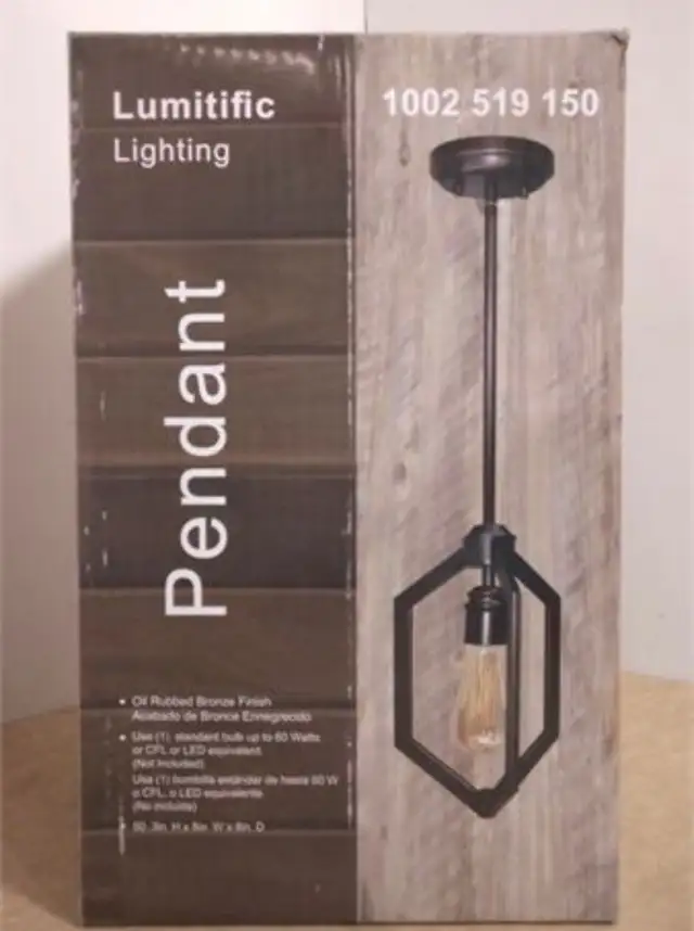 Lumitific  Pendant Light Fixture, Oil Rubbed Bronze Finish