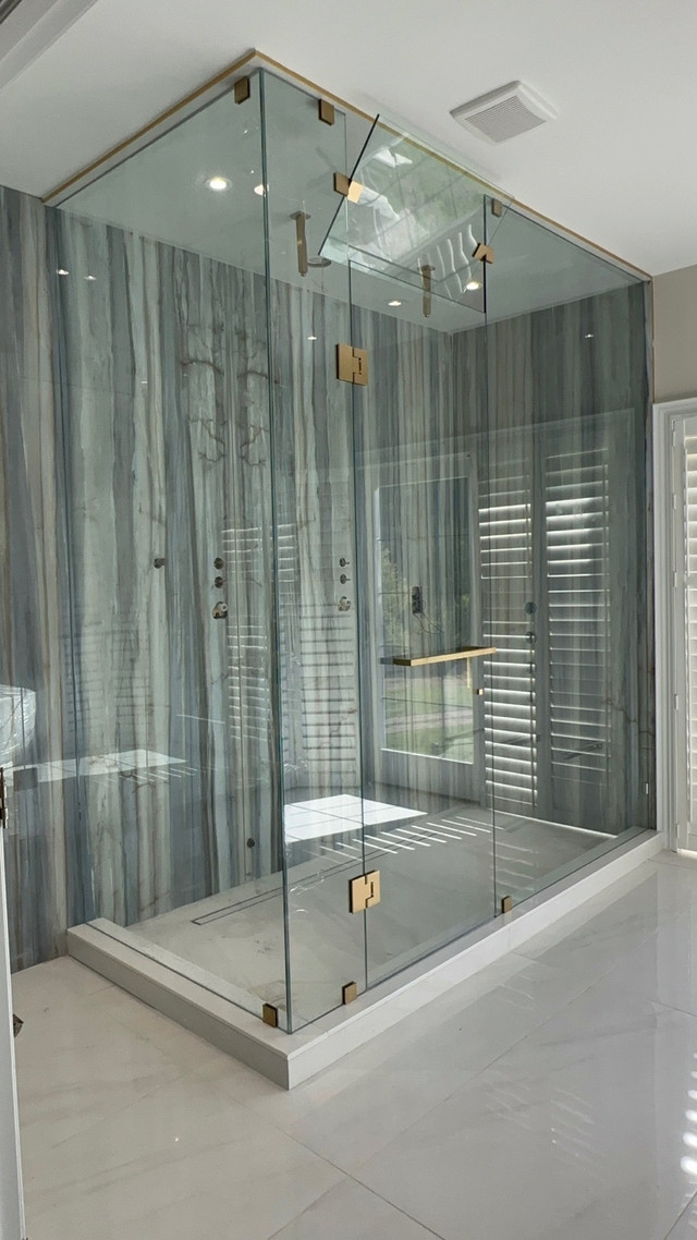 SHOWER GLASS DOORS ENCLOSURES OFFICE ENTRANCES PARTITION RAILING in Plumbing, Sinks, Toilets & Showers in Markham / York Region - Image 2