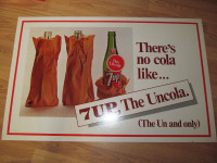 1968 PANCARTE SIGN AFFICHE ENSEIGNE SODA 7-UP 7UP PUBLICITE