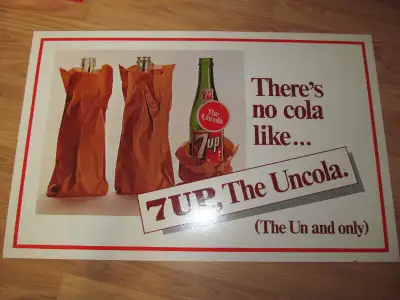 1968 PANCARTE SIGN AFFICHE ENSEIGNE SODA 7-UP 7UP PUBLICITE, View more