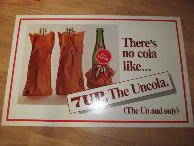 1968 PANCARTE SIGN AFFICHE ENSEIGNE SODA 7-UP 7UP PUBLICITE in Arts & Collectibles in Laurentides - Image 2