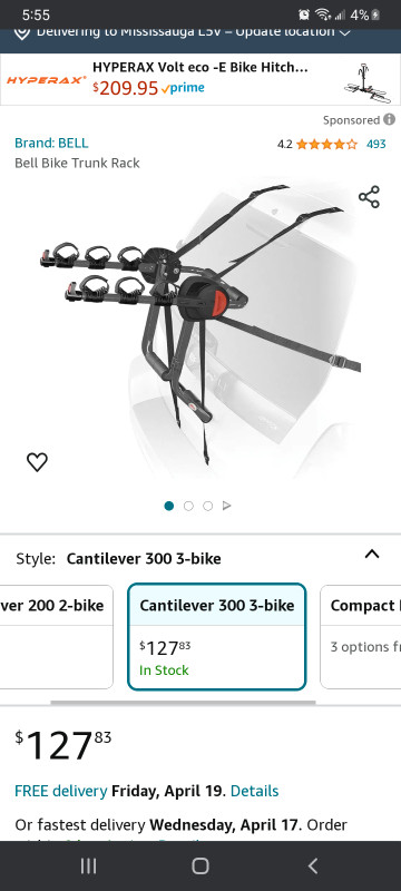 BELL 3 bikes rack/ carrier in Clothing, Shoes & Accessories in Markham / York Region
