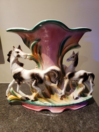 Antique lustreware lusterwear horse vase