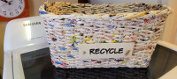 Artisan Basket, (made of recycled magazines,etc)