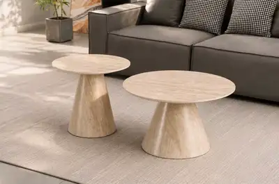 Travertine Nesting Coffee Tables 2 Pieces , View more