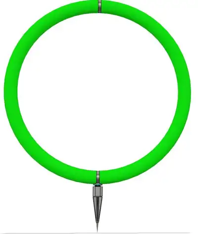 The FPV Gate Loop Goal Kit contains 4 parts 1 x Ground Spike with thread 1 x Bottom Loop adapter wit...