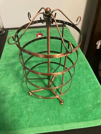 360 Rotating Earring Holder Organizer Stand, 5 Tiers Metal (bras) Jewelry Storage, 144 Holes (72 pai...