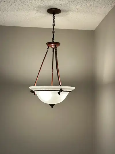 Glass hanging lights (3)  and (7) ceiling globe mounts, View more