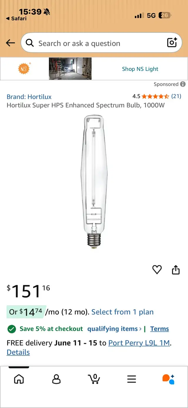 Hortilux Super HPS 1000W Bulb