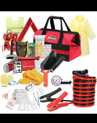 Brand new in box Available in stock WETBAS Car Roadside Emergency Kit with Jumper Cables, Auto Road...