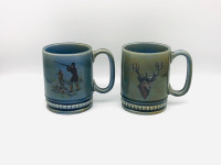 Vintage WADE Irish Porcelain large Mugs - Hunting scene, Moose