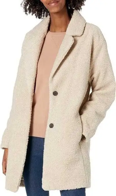 Women's Teddy Bear Fleece Oversized-Fit Lapel Jacket XS, View more