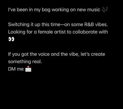 I’ve been in my bag working on new music Switching it up this time—on some R&B vibes. Looking for a...