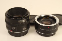Canon EF 50mm F1.8 Mk1  with Bower Mc 2x Tele-converter