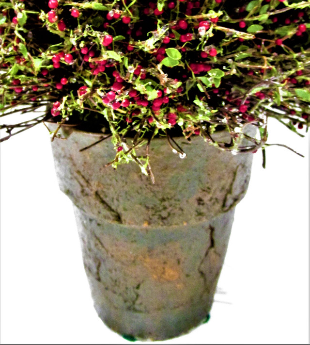 NEW, FAUX EVERGREEN WITH MINI RED BERRIES, IN POT in Other in Hamilton - Image 4