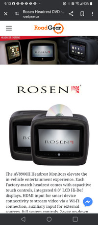 Rosen 2 DVD Rear Seat Entertainment and Gaming System