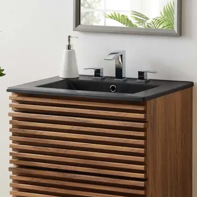 24” Black Bathroom Sink – Modern Ceramic Vanity Sink – NEW, View more