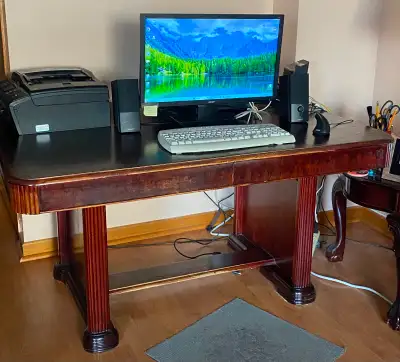 Vintage Solid Wood Dining Table – Unique Fluted Legs – $100, View more