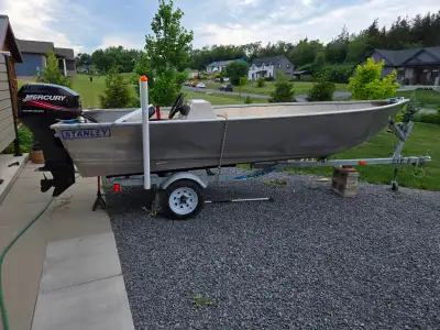 Stanley 16 foot fishing boat, Mercury EFI 40 HP outboard and trailer. Boat is all welded aluminum. N...
