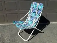 Lawn Patio Chair Adjustable Beach Chair Metal And Fabric Folding