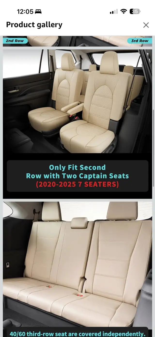 Toyota Highlander 2020–2025 Seat Covers – Beige – 7 Seater in Other in Kitchener / Waterloo - Image 6
