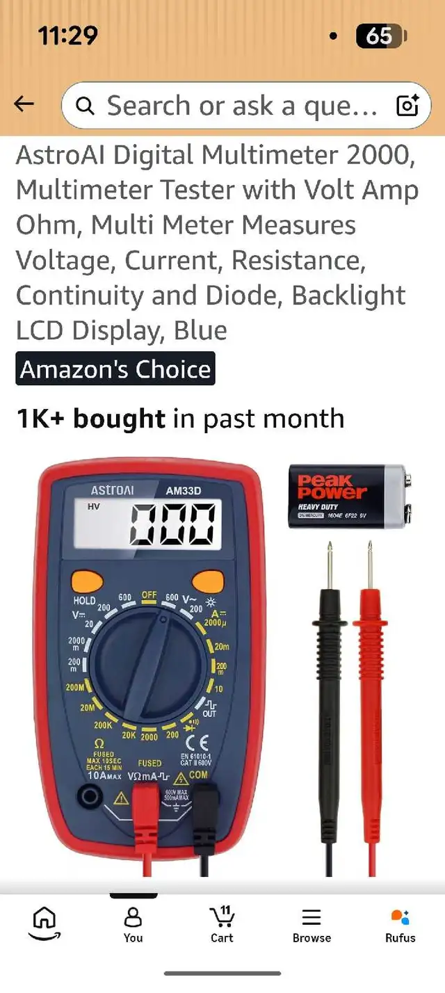 AstroAI Digital Multimeter AM33D554751565801072643