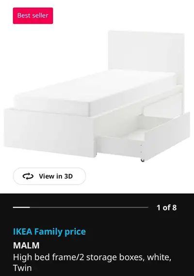 MALM IKEA bed - twin w/ slats and matress, View more