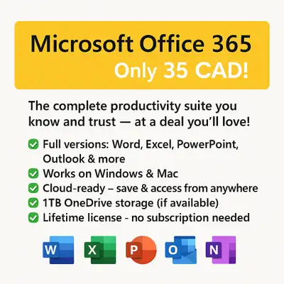 Microsoft Office 365 – Only 35 CAD! , View more