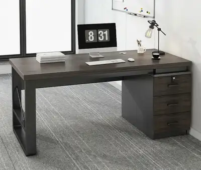 Modern Dark Wood Office Desk w/ Drawers & Storage with Lock, View more