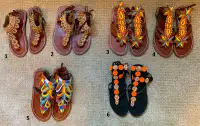 Handcrafted African Maasai Sandals, Beaded Leather