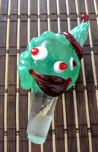Vintage Murano Art Glass Clown Head Bottle Decanter Stopper.
