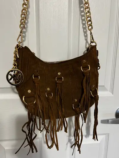 Michael kors suede leather convertible caramel shoulder bag, View more