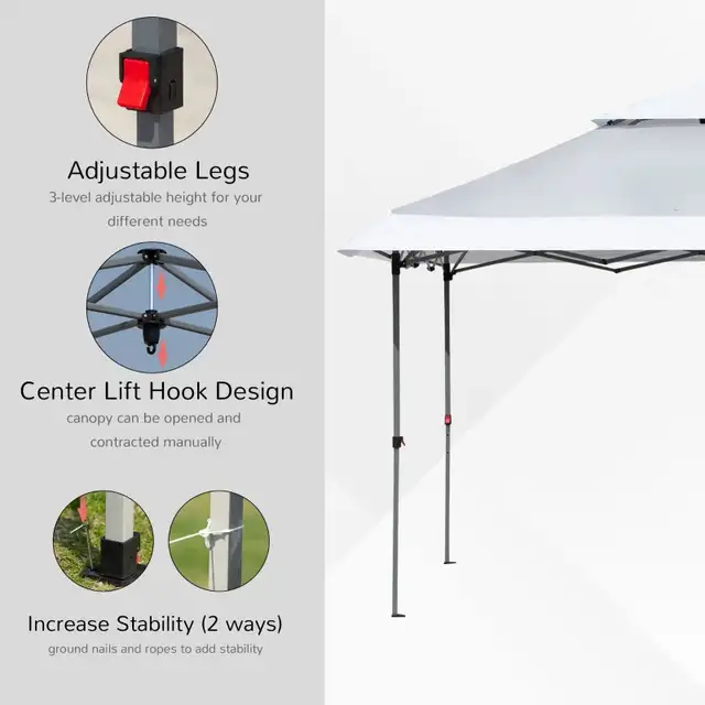 Outsunny 12' x 12' Pop Up Canopy Tent, with Double Roof in Other in City of Toronto - Image 7