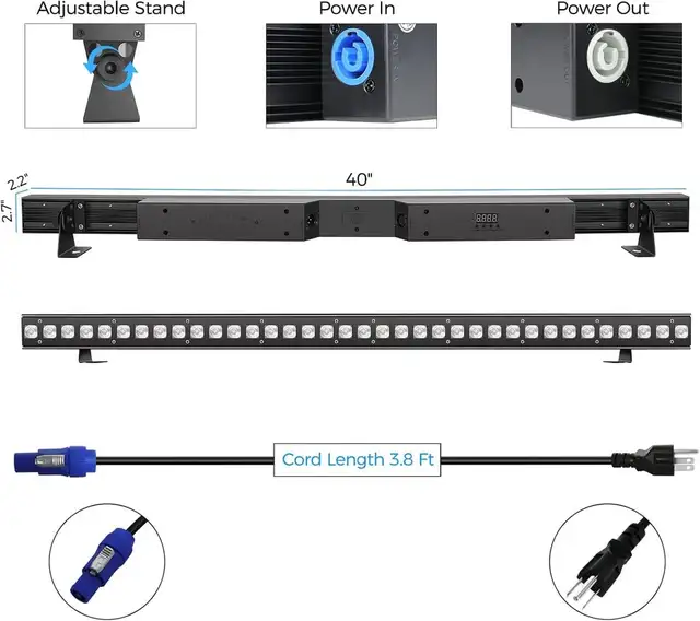 LED Wash Light Bar, 120W 40" Stage Light, Spectrum in Indoor Lighting & Fans in Kitchener / Waterloo - Image 7