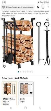 Amagabeli Firewood Rack With Fireplace Tools